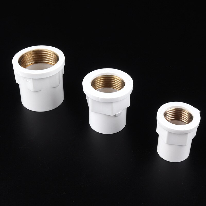 2pcs 1/2, 3/4, 1Inch PVC Brass Straight Connectors Metal Female Thread PVC Joints for Home Garden Irrigation: 3l4inch-25mm / White