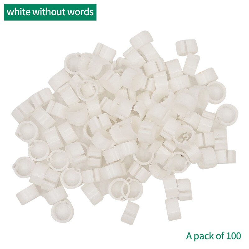100Pcs 11Colors Birds Feet Rings Inner Diameter 8Mm Width 7Mm Plastic Clip Ring Pigeon Dove Quail Foot Ring Farm Animal Carrier: white