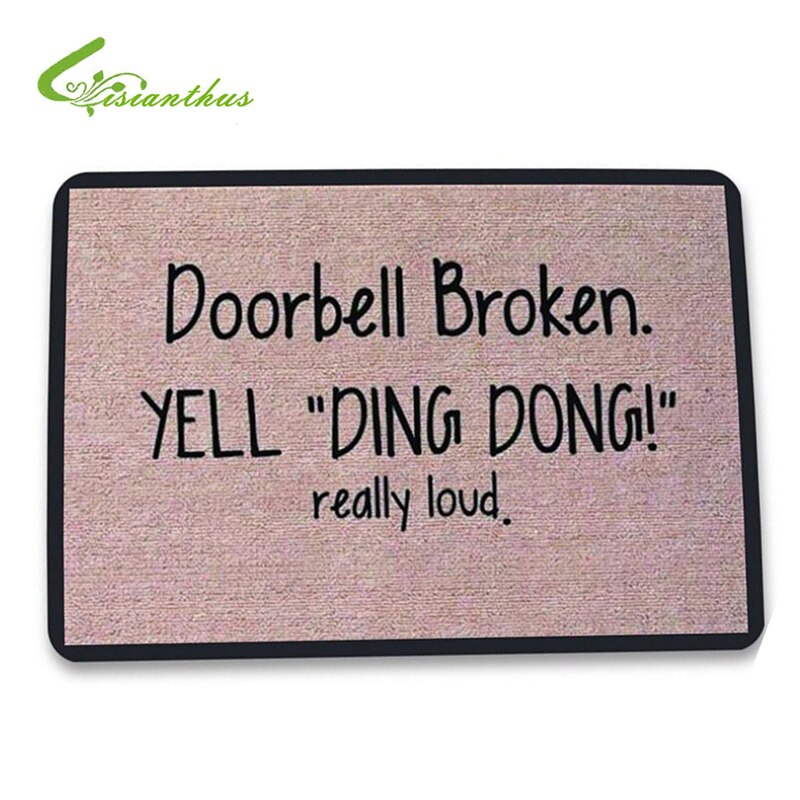 Bienvenue paillassons drôle signe "sonnette brisée Yell Ding Dong" plancher cuisine tapis toilette Tapete Absorption d'eau tapis antidérapants