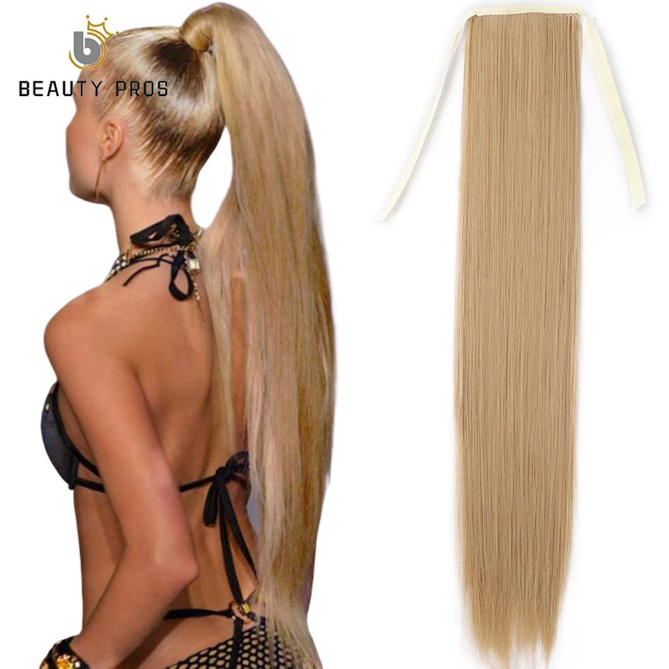Lange Rechte Clip In Haar Staart Valse Haar Paardenstaart Haarstukje Met Haarspelden 22 "26Inch Synthetische Pony Tail Hair extensions