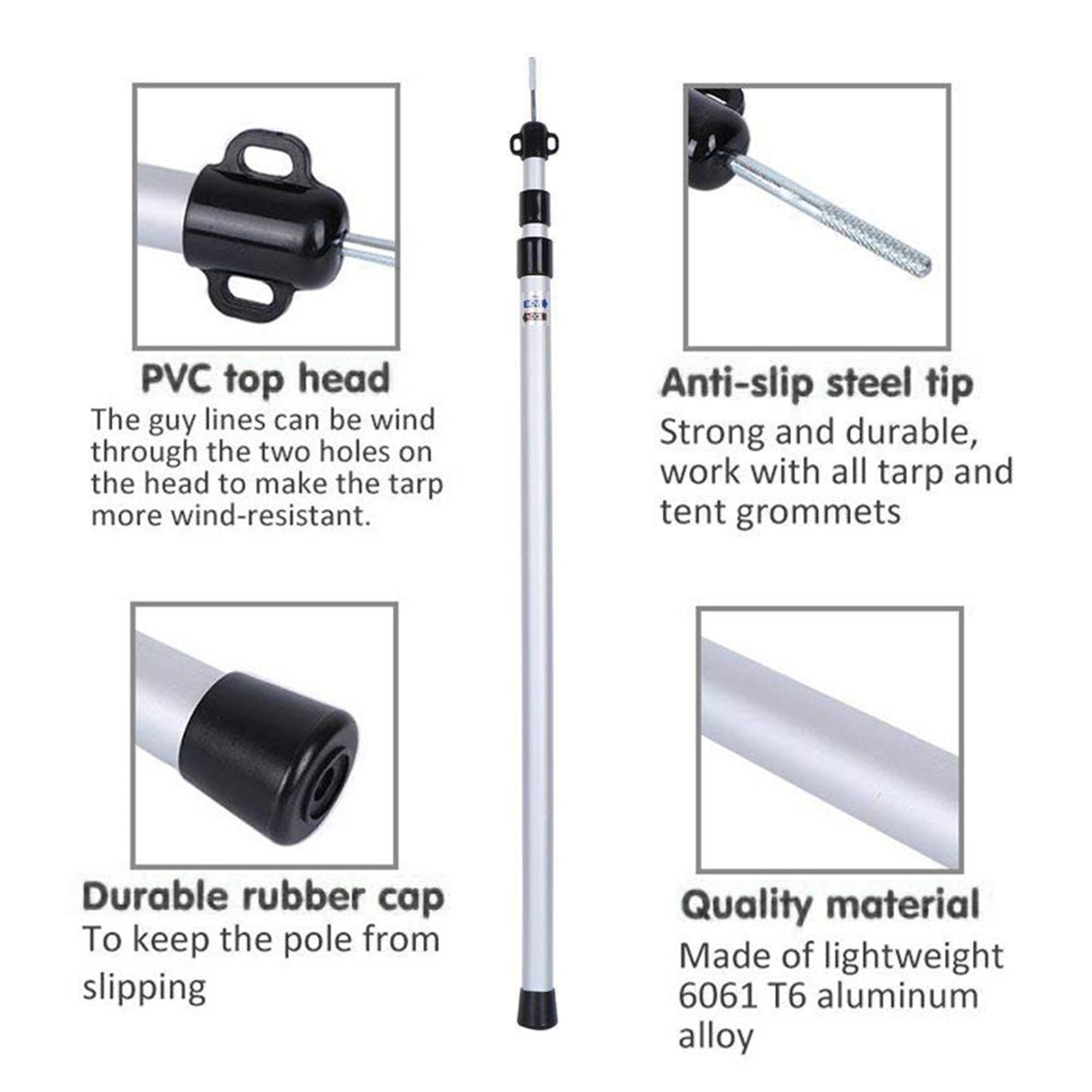 2pcs Outdoor Camp Column Tent Canopy Pole 2.8m Aluminum Alloy Telescopic Aluminum Tube Adjustable And Bold Support Column