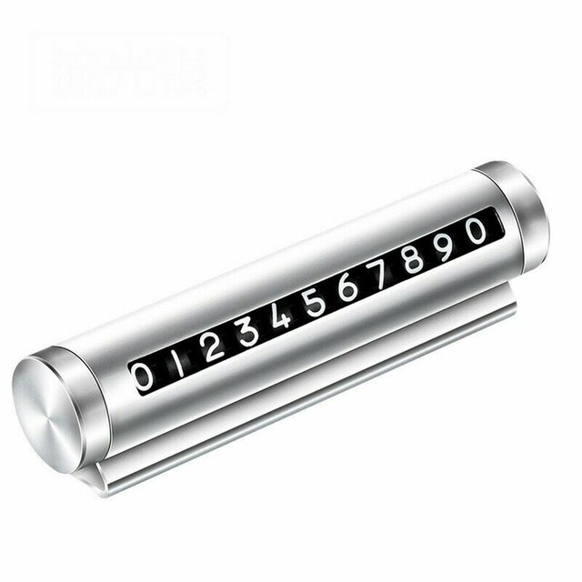 Metalen Auto Tijdelijke Parkeerkaart Universele Draaien Telefoon Nummer Plaat Aluminium Stickers Park Stop Parking Telefoonnummer Plaat: Silver