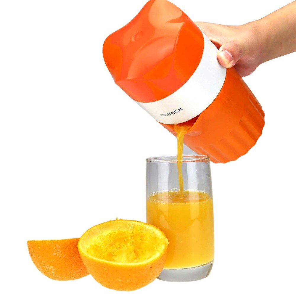 Potable Hand Juicer Citrus Orange Squeezer Manual Lid Rotation Press Reamer Lemon Fruit Juicer Squeezes with Strainer Container