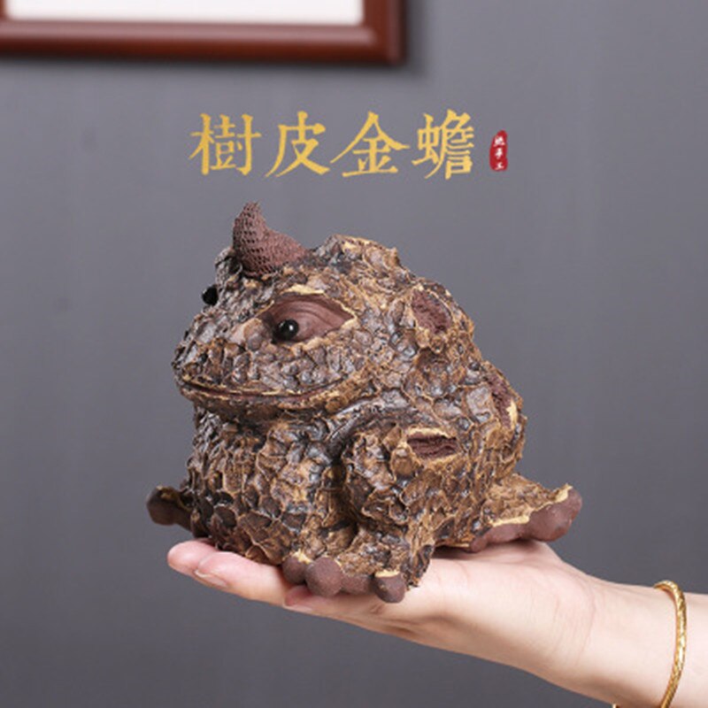 Strange Toad Purple Sand Tea Pet Decoration Sculpture Handmade Bark Jinchan Small Tea Ceremony Accessories Collection