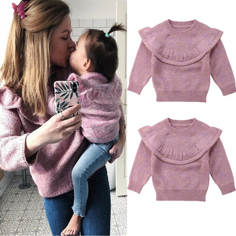 Autumn Winter Sweater Newborn Baby Girl Clothes Tops Ruffle Knitted Warm Sweater Coat Outerwear Clothes