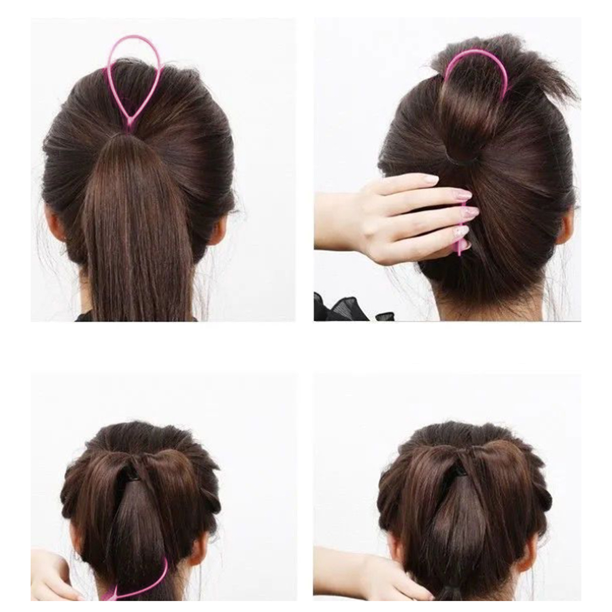 Ensemble de coiffure 4 pièces, coupe-élastique, peigne à queue de souris, outils de coiffure, accessoires de tresse de cheveux, fabricant de queue de cheval