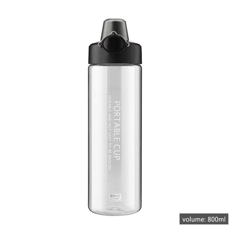 Upspirit 800mL Sport Water Bottle Plastic High Capacity Drinking Kettle Portable Outdoor Tour Hiking Protein Shaker Drinkware: Black