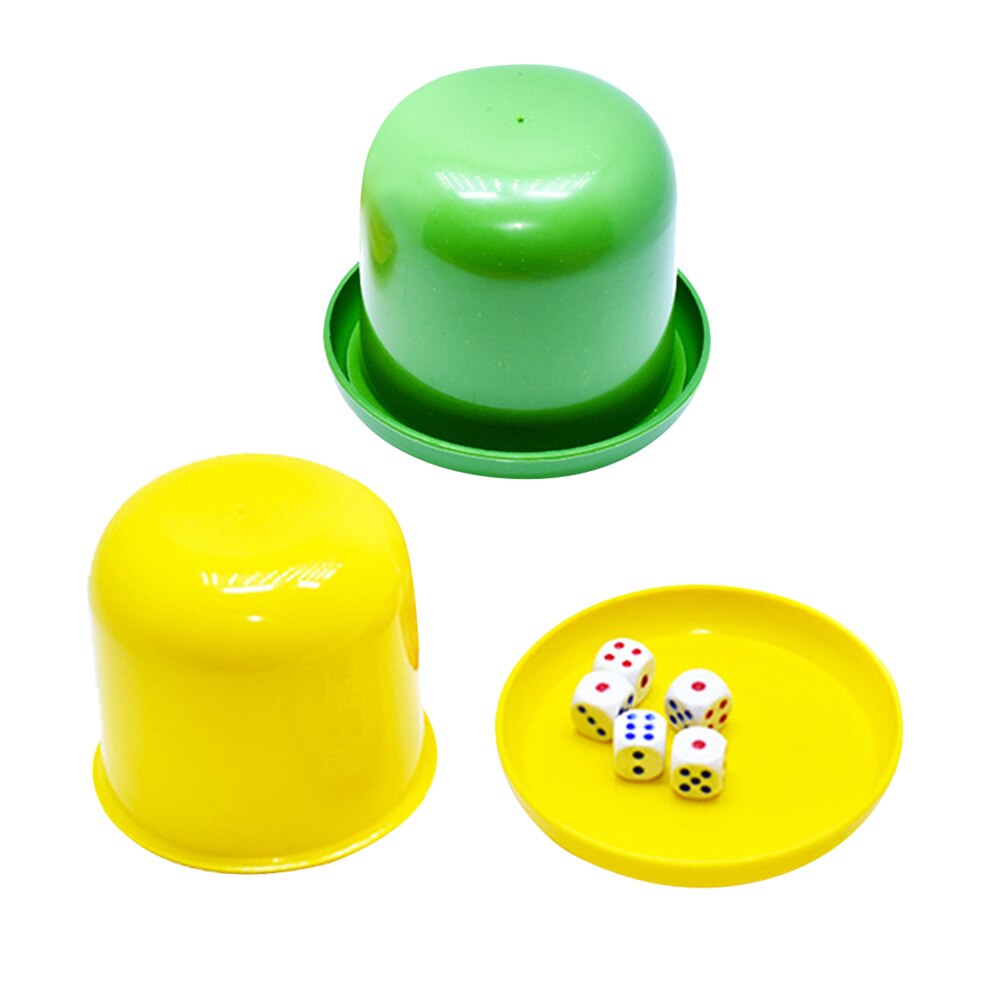 2PCS/Set Game Dice Set 12mm Dice Plastic Thickening Durable Dice Shaking Cup For Backgammon Bar Party Game (Random Color)