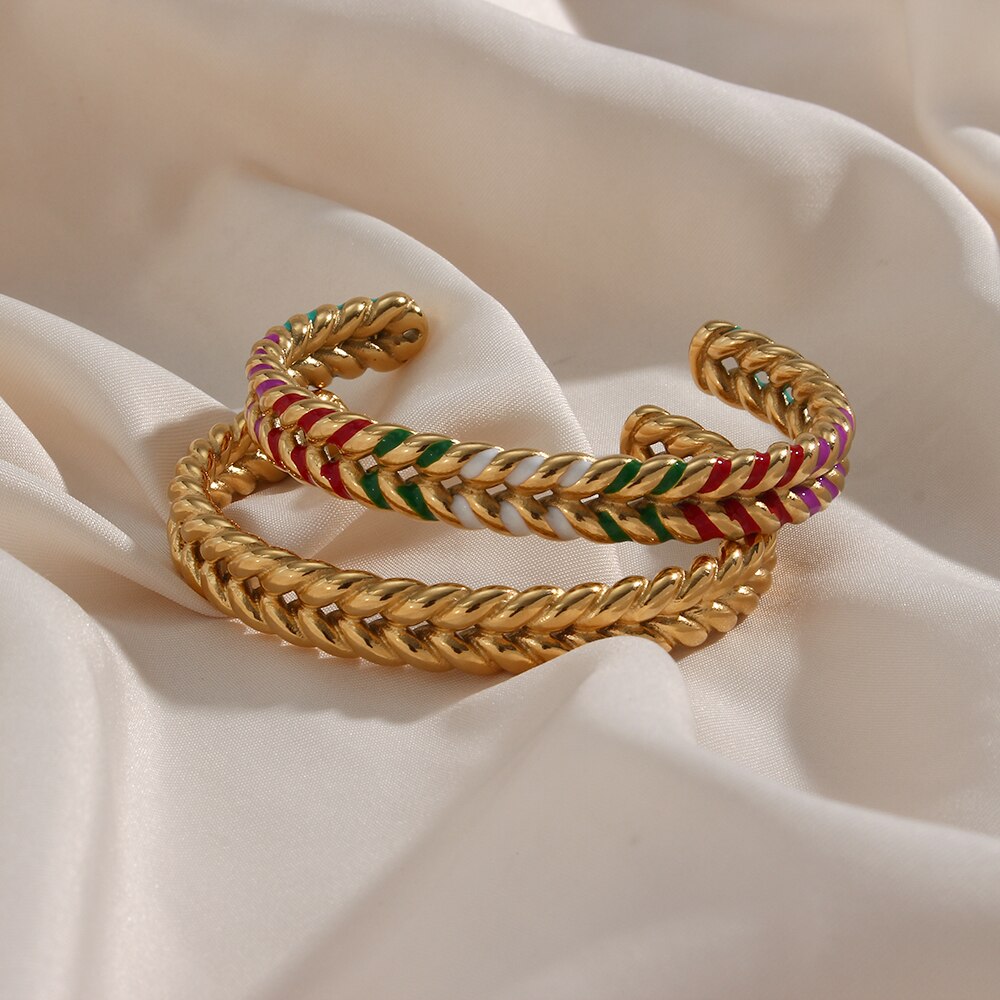Braccialetti larghi del braccialetto del grano aperto del polsino dell'acciaio inossidabile di 10MM per il braccialetto alla moda dei gioielli del partito dell'olio gocciolante di colore delle donne