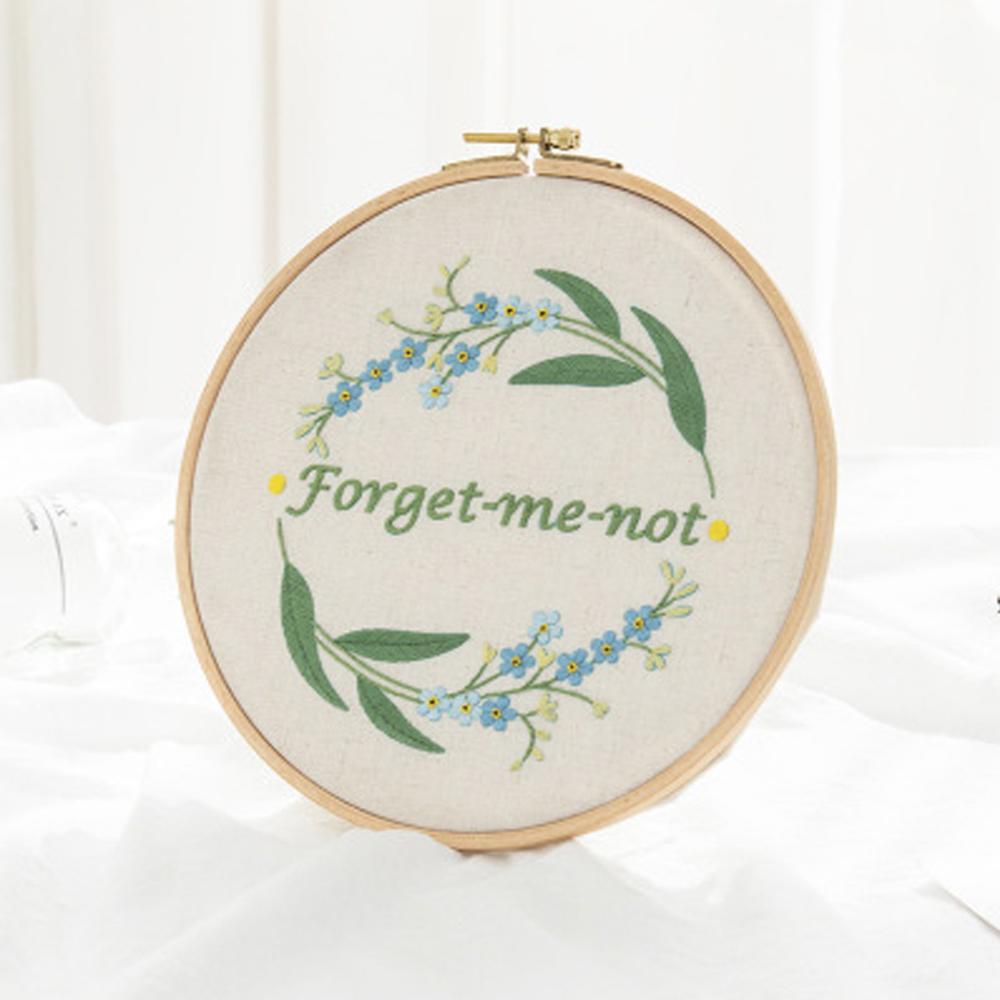 DIY Letters Flowers Embroidery Kit Handcraft Needlework Cross Stitch Kit Cotton Embroidery Painting Embroidery Hoop Home Decor
