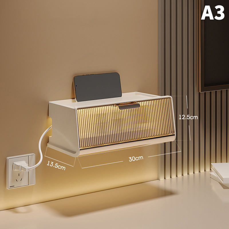 Router Storage Box Shelf Wall Mounted Wifi Organizer Box Punch-Free Socket Box Set-Top Box Organizer Box Living Room Storage: Red