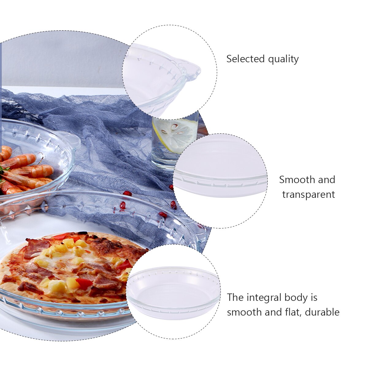 1 Pc Pie Pan Glass Pie Plate Heat-resistant Useful Glass Bakeware Pie Dish for Household Kitchen