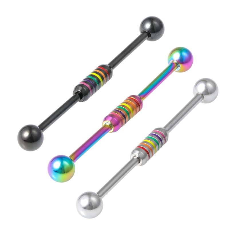 1PCS Multiple Colors Industrial Barbell Earrings Piercing Long Bar Cartilage Scaffold Piercing Ear Helix Tragus Body Jewery