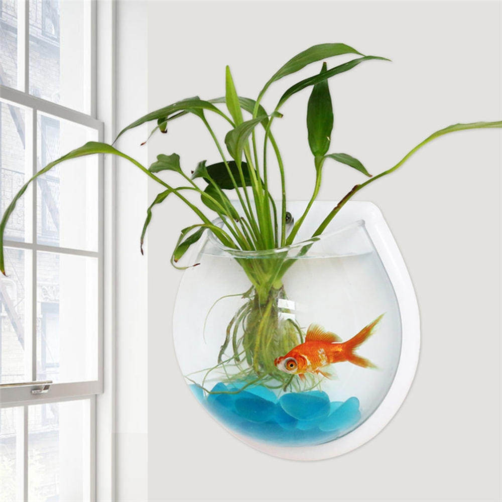 Transparent Plant Wall Mounted Hanging Fish Tank Flower Round Vase Pot Acrylic Bowl Bubble Aquarium Home Decoration 2 Sizes