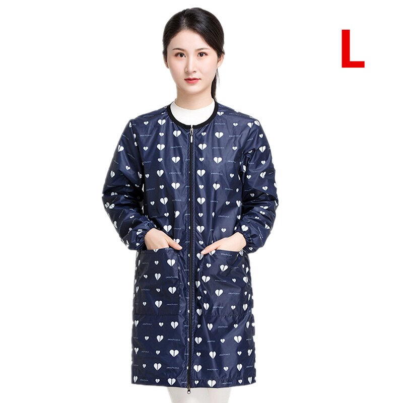 Salon Smock Hairdresser Long Sleeve Work Clothes Pet Grooming Haircut Waterproof Uniform Barber Assistant Apron: G010-Peach heart-L