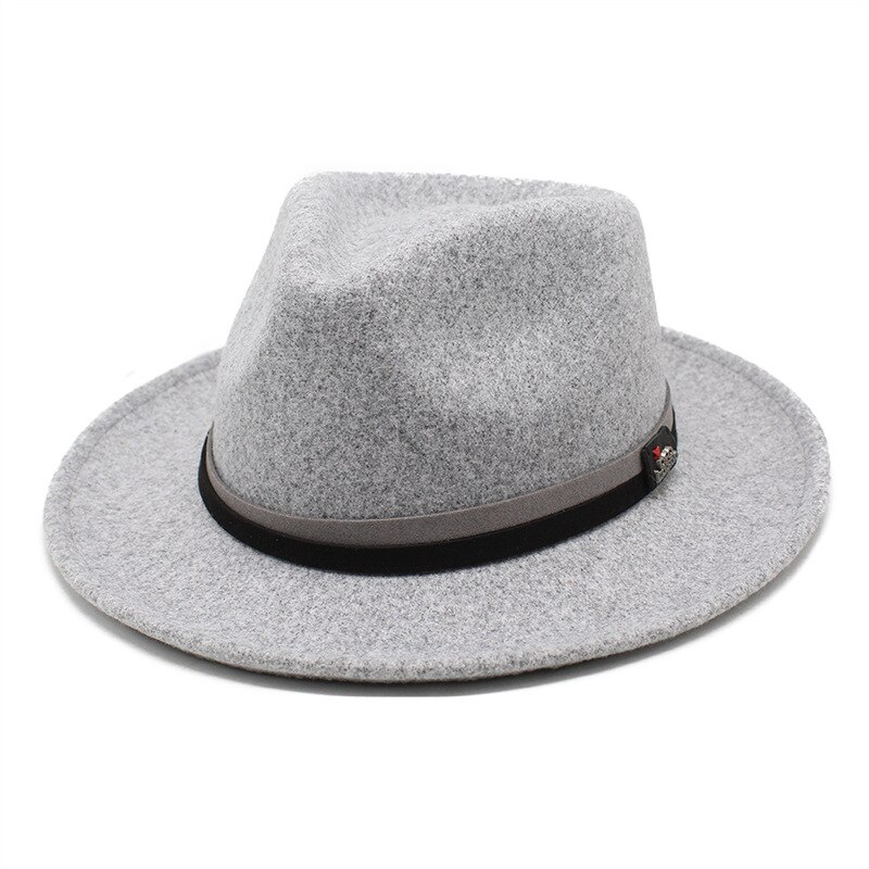 Classic Soft Wool Felt Fedora For Men Women Autumn Winter Retro Trilby Jazz Hat Curved Brim Dress Hat: gray