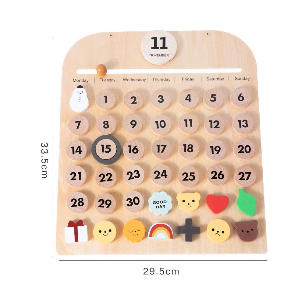 Calendario de pared de madera para niños, calendario con fecha, tiempo, aprendizaje activo, familia, juguetes para niños, Escuela en casa, E4q0