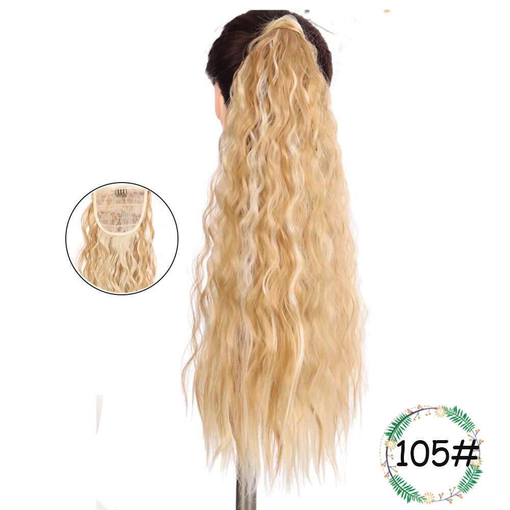 Weilai extensions syntetisk wrap on clip hestehaler majs bølget hestehale hårstykke ombre brun rød falsk hår lang hestehale paryk: M022-105