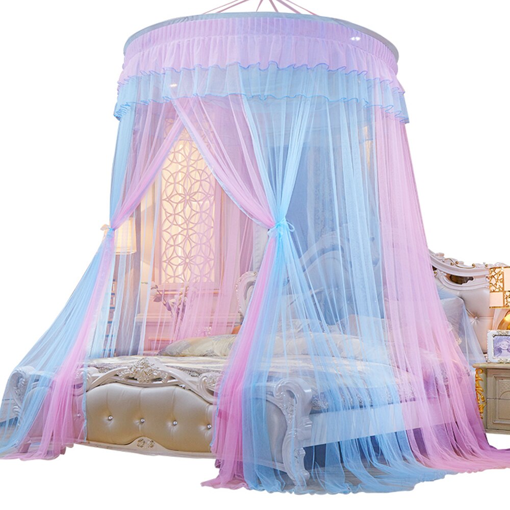 Baldachim robić łóżka zawieszony moskitiera netto okrągły wierzchołek łóżko księżniczki namiot kurtyna składany baldachim na łóżku wróżka koronki Dossels dziewczyna: A6 duży