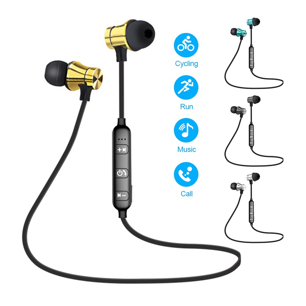 Magnetische Draadloze Bluetooth Sport In-Ear Koptelefoon Stereo Oordopjes Headset Met Microfoon Ruisonderdrukking Voor Xiaomi Redmi Huawei Honor