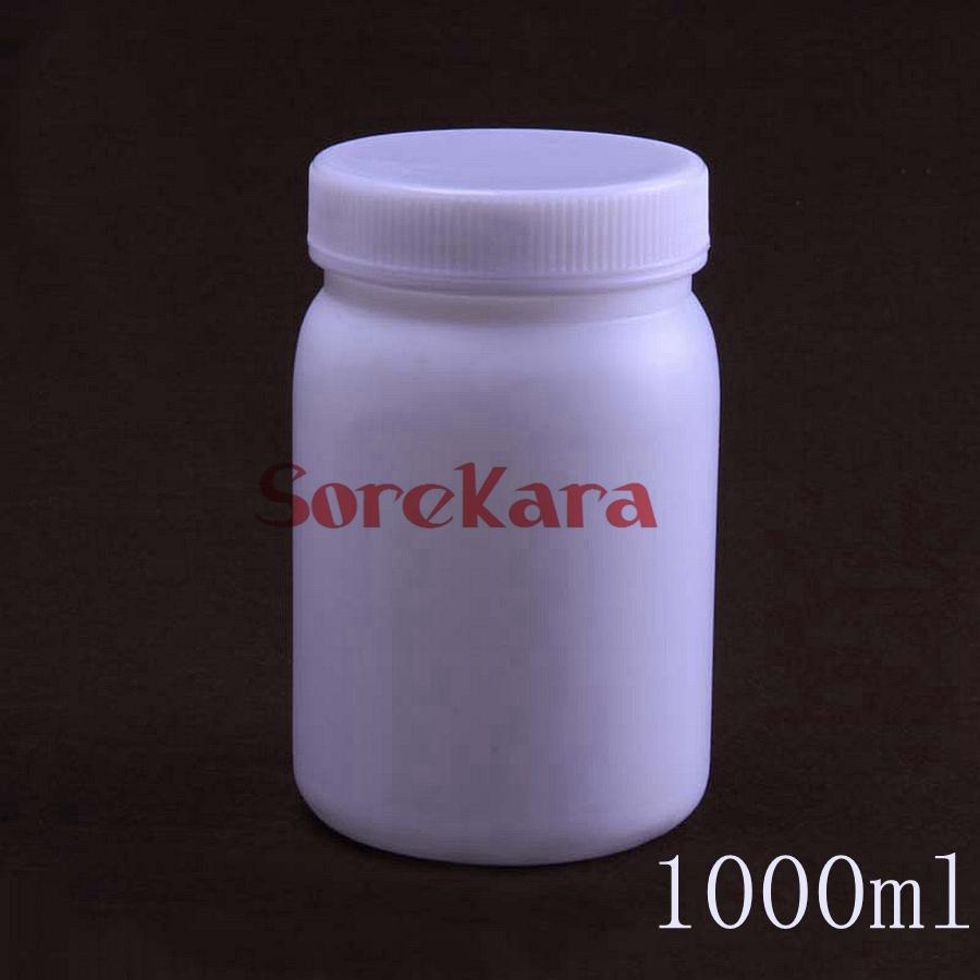 Frascos de muestra de reactivo botella de plástico blanco de 1000ml tapa de plástico 68mm de ancho más boca