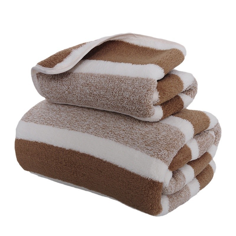 Bath towel set Stripes Absorbent Quick Drying coral fleece Soft Adults Face Hand Towels Bathroom Microfiber Swim Bath Towels