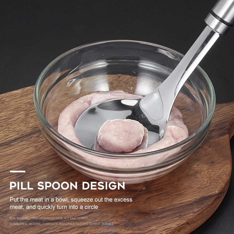 1Pc Stainless Steel Non-Stick Meatball Maker Spoon Meat Baller With Elliptical Leakage Hole Meat Ball Mold Kitchen Gadgets