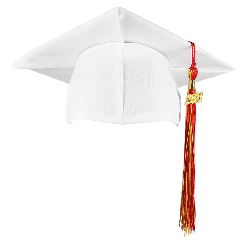 Gorro de graduación con borlas para escuela, 1 unidad,: White