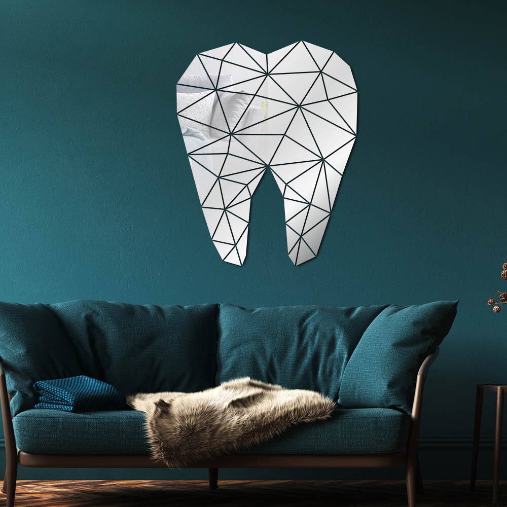 Miroir acrylique mural en forme de dent | Autocollant pour praticiens dentaires, clinique, stomatologique, orthodontie d'hôpital, salle d'art, étui