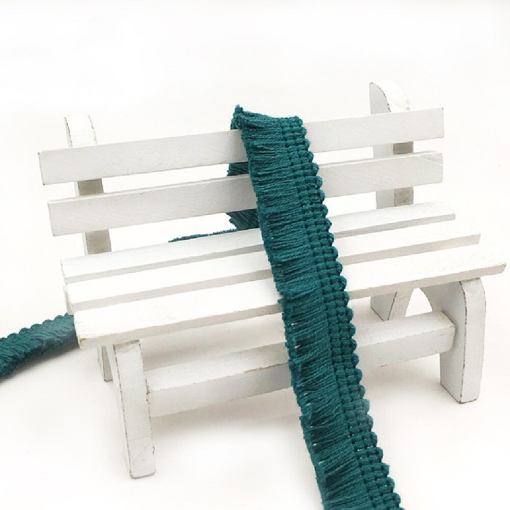 YACKALASI 50 Yds/Lot Short Fringe Tassel 100% Cotton Trimming Hanging Fringe For Curtain Dance Dress Appliques Trims 1.5cm Wide: green