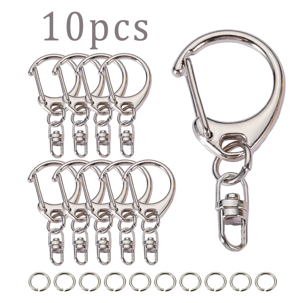 10 stuks C-gesp draaisluiting sleutelhanger 8 vorm sleutelhanger sleutelhanger ring metalen haken clip kleine sluitingen sieraden maken: GRIJS