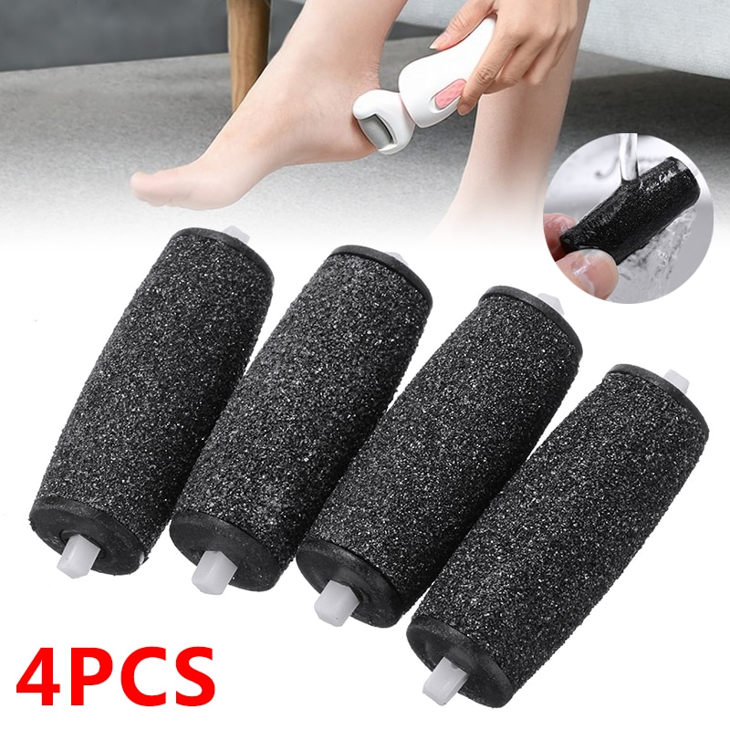 Mayitr 4 stuks Extra Grof Vervanging Refill Roller Hoofd Donkergrijs Voor Elektrische Pedicure Voet File Gereedschap