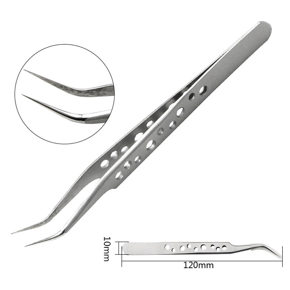 2 Soorten Hoge Precisie Geperforeerde Roestvrijstalen Pincet Elleboog Tip Diy Pincet Clip Elektronische Telefoon Reparatie Tools Anti-Statische