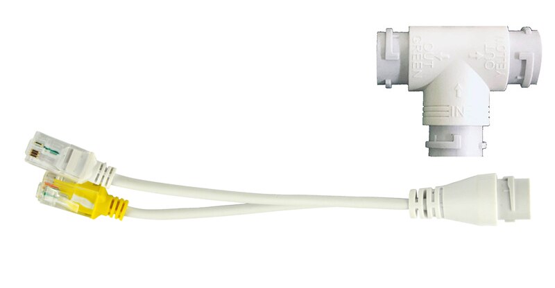 Divisor de cable de red 2 en 1 para cámara POE, conector de cable de red de tres vías, cabezal RJ45, impermeable, instalación de cámara POE