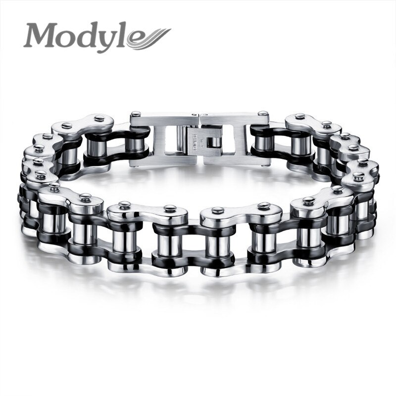 Modyle Biker 316L Rvs Heren Armband Mode Sport Sieraden Fiets Chain Link Armband Casual Sieraden: Black color