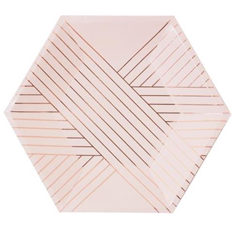 Rose Gold Wedding Party Disposable Tableware Set Paper Plates Napkins Party Tableware Decor for Wedding Birthday Party Supplies: 8inch 8pcs Plate