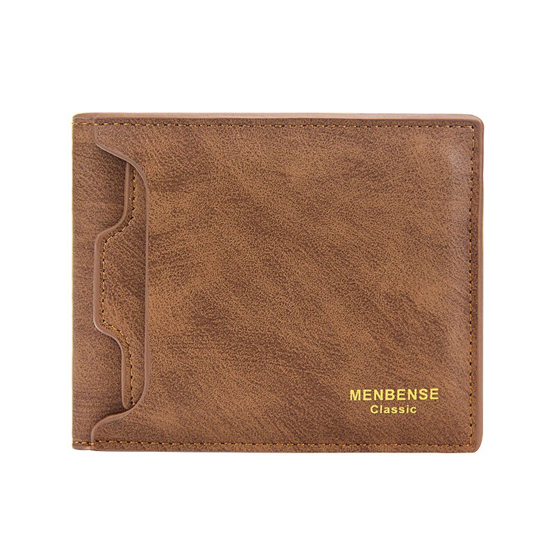 Short Wallet for Men Business Credit Card Holders Slim Men's Wallet Bifold Pu Leather Cards Wallets Luxury Purse Male: F Khaki