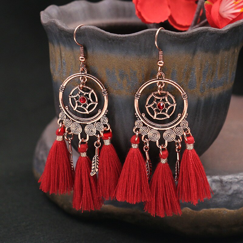 Moda artystyczna długie kolczyki Tassel osobowość Retro spadek kolczyki wykwintne biżuteria z koralików jako prezent dla kobiet Dropshipping: 10