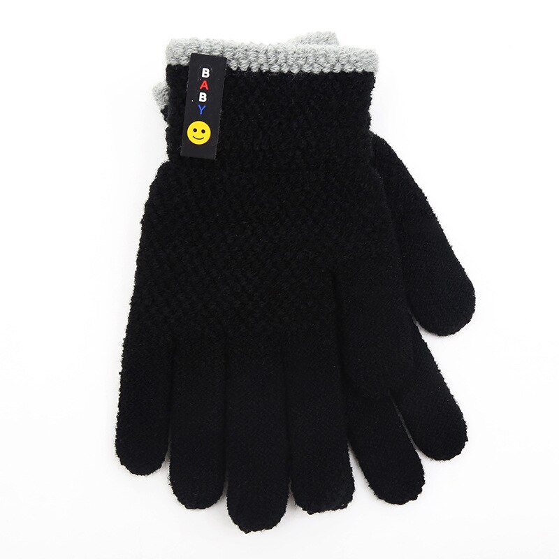 6-10 anni New Fashion Kids guanti a maglia spessa guanti invernali caldi guanti elasticizzati per bambini accessori per neonati per bambina: Black