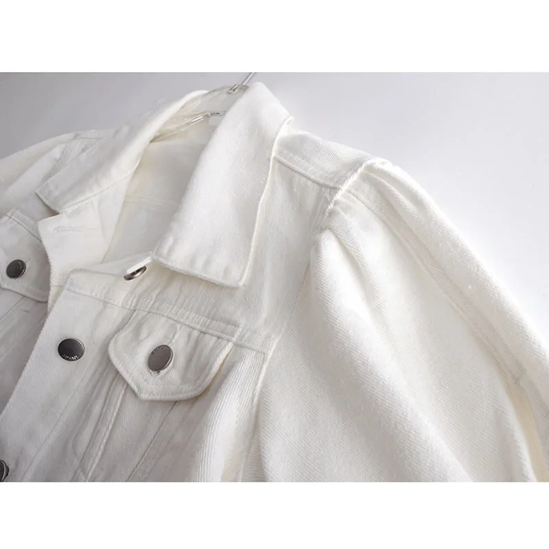 Vår sommer tynn hvit denimjakke frakk kvinner koreansk slank kort cowboy antrekk butikk lommer korte ermer jeansjakker dame