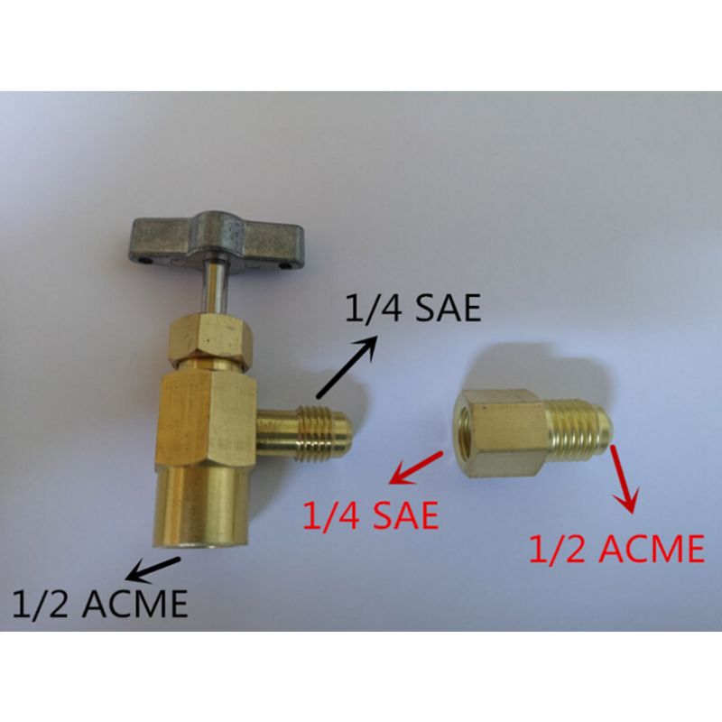 R134A Can Tap Valve Refrigerant Dispenser Tool with Tank Adapter for 1/4 and 1/2