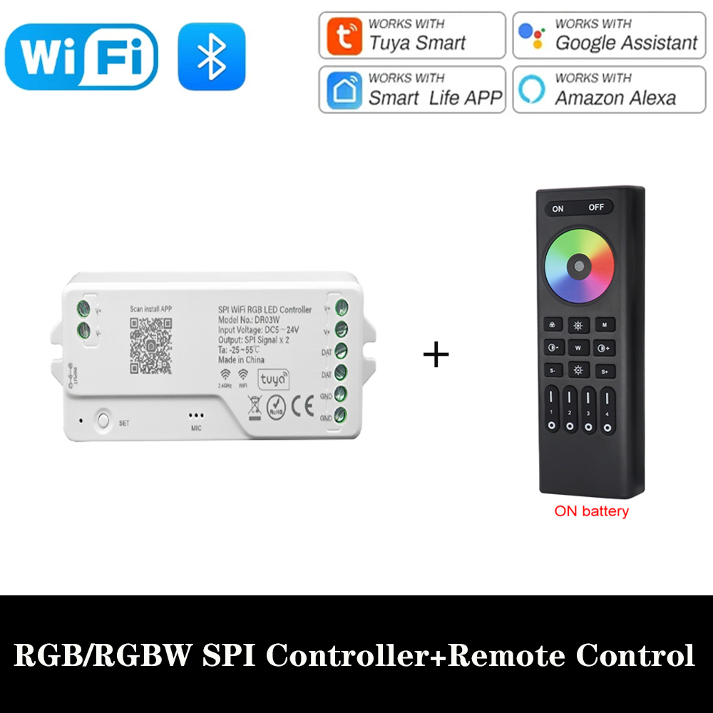 Tuya WiFi Addressable LED Controller WS2811 WS2812B WS2814 SPI RGBWIC RGBIC LED Strip Dimmer LED Controller 5-24V Pixel Strip: light green / 28