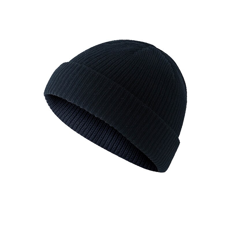 Bonnets chauds d'hiver unisexes pour femmes et hommes, style décontracté, style hip-hop, en laine tricotée, bonnet élastique: Noir