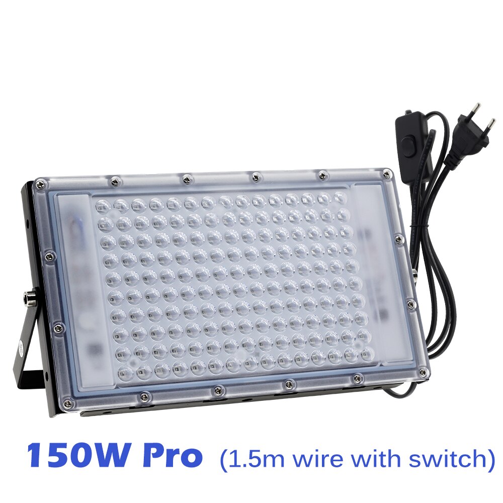 395nm 400nm ledet uv flomlys 220v vanntett ultravilet lampe 2835 brikker 50 lysdioder 96 lysdioder 50w 100w 150w med bryter: 150w pro