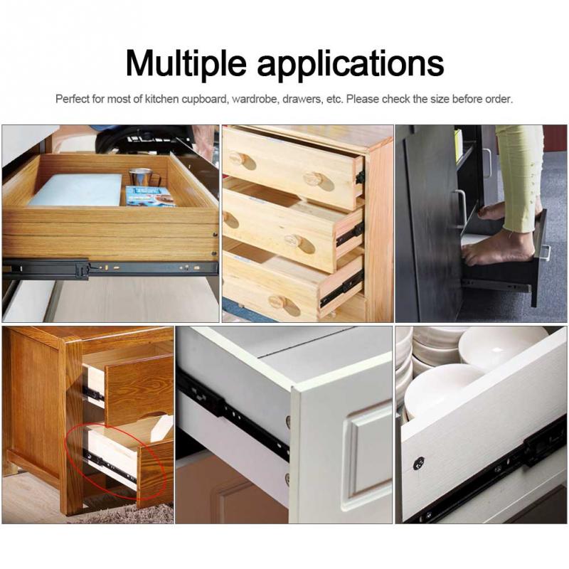 2Pcs/Lot Mini Short Drawer Slides Full Extension Guide Rail For Home Kitchen Drawer Cupboard Furniture Hardware Set Accessories