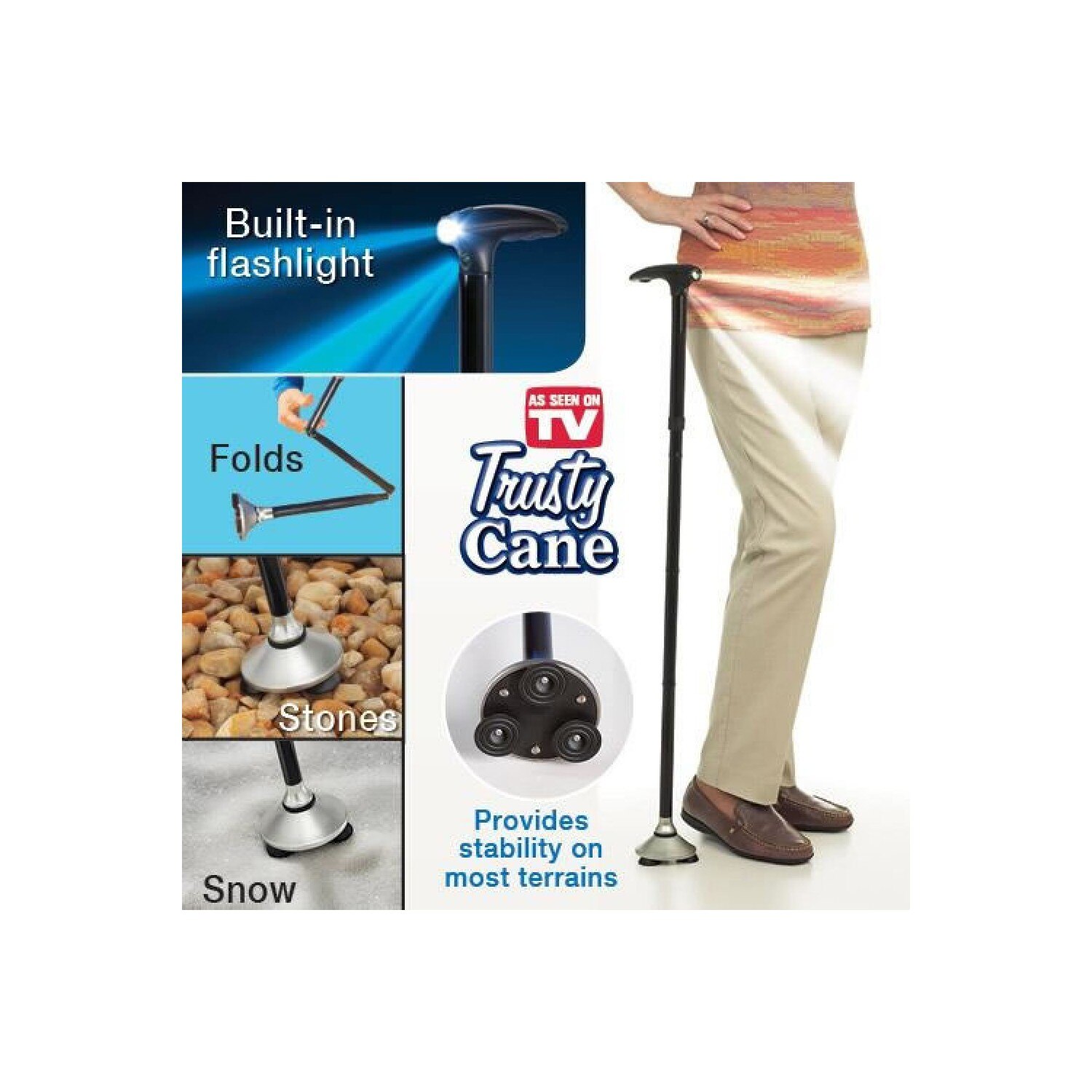 OLD MAN WALKING STICK WITH BASTON LIGHT FOLDABLE PRACTICAL MULTI-PURPOSE MULTIPURPOSE ERGONOMIC