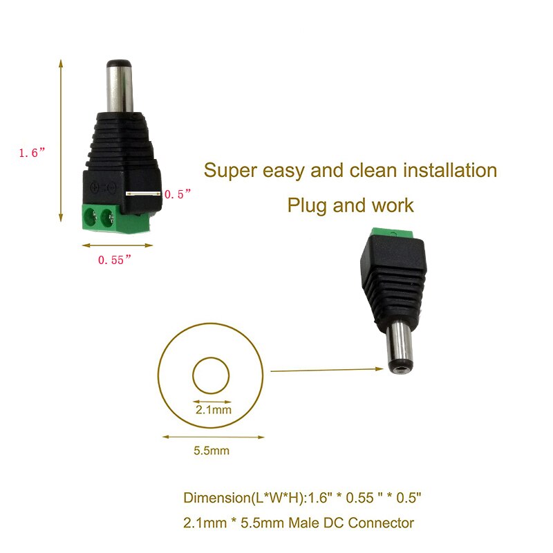 12V DC Man Vrouw Plug Connector CCTV Power Kabel 2.1x5.5mm + BNC Video Balun + Ethernet poE Adapter RJ45 Injector Splitter