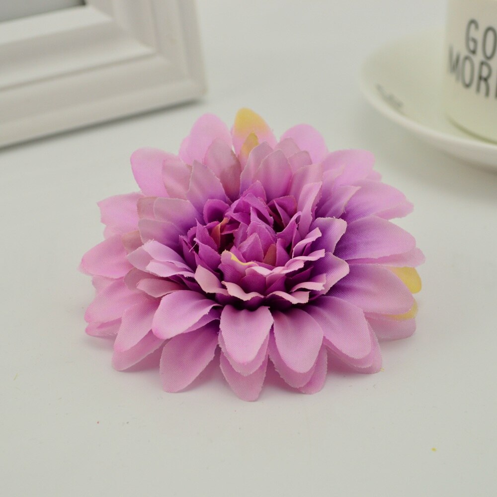 10 stuks kunstbloemen goedkoop voor bruiloften, banketten, huisdecoratie, doe-het-zelf krans, handgemaakte bloemkunst, zijden gerbera, chrysanthemum: Paarsrood