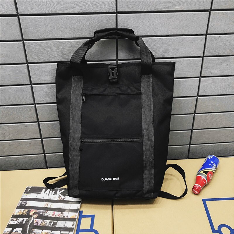 Leisure Backpack for Men and Women Korean Harajuku Ulzzang College Wind Campus Student Backpack Personality Bag Package: Black