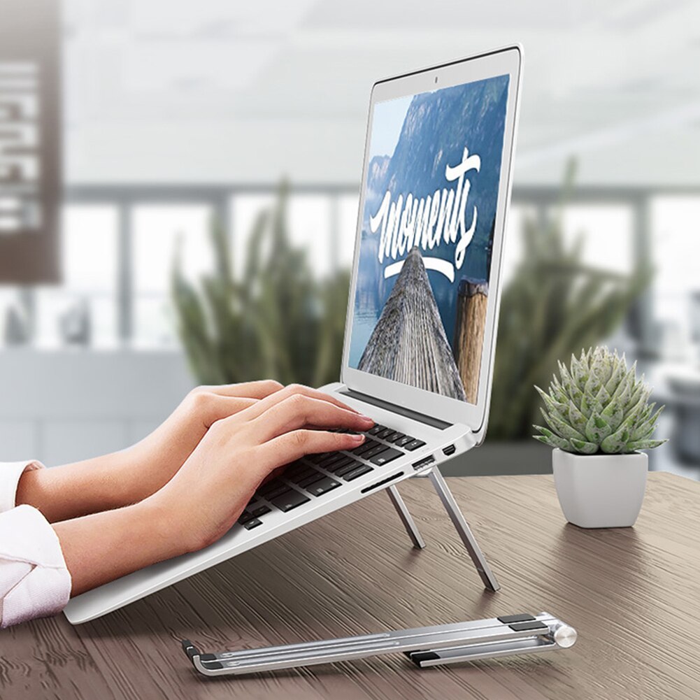 Non Slip Ventilated Home Office Heat Dissipation Notebook Laptop Stand Foldable Cooling Adjustable Height Rising Travel Portable